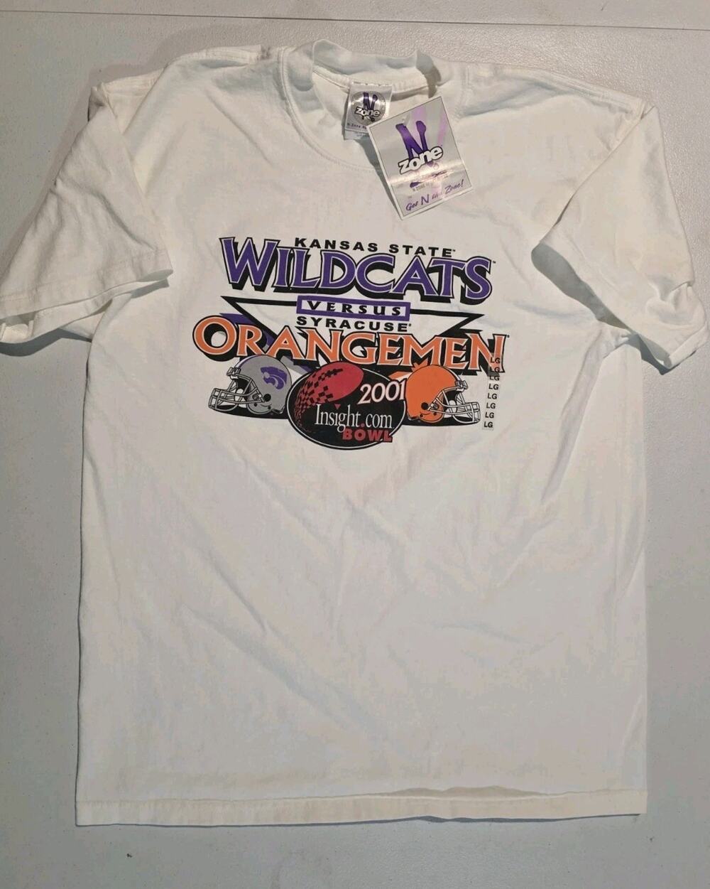 VTG 2001 Kansas State Wildcats Syracuse Insight.com Bowl T Shirt Large NWT